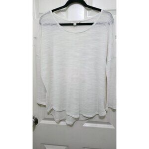 Olive & Oak White Knit Long Sleeve Women's Top L Lightweight Rayon/Polyester Ble